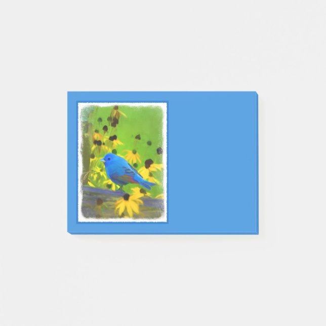 Indigo Bunting Painting - Original Bird Art Post-it Block (Framsida)