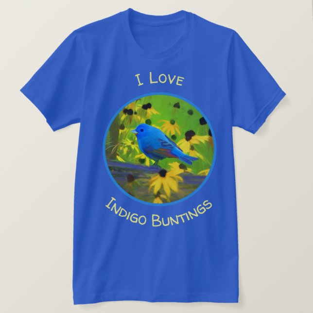Indigo Bunting Painting - Original Bird Art T Shirt (Design framsida)