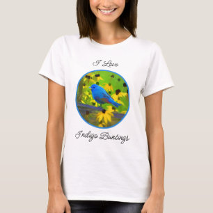 Indigo Bunting Painting - Original Bird Art T Shirt