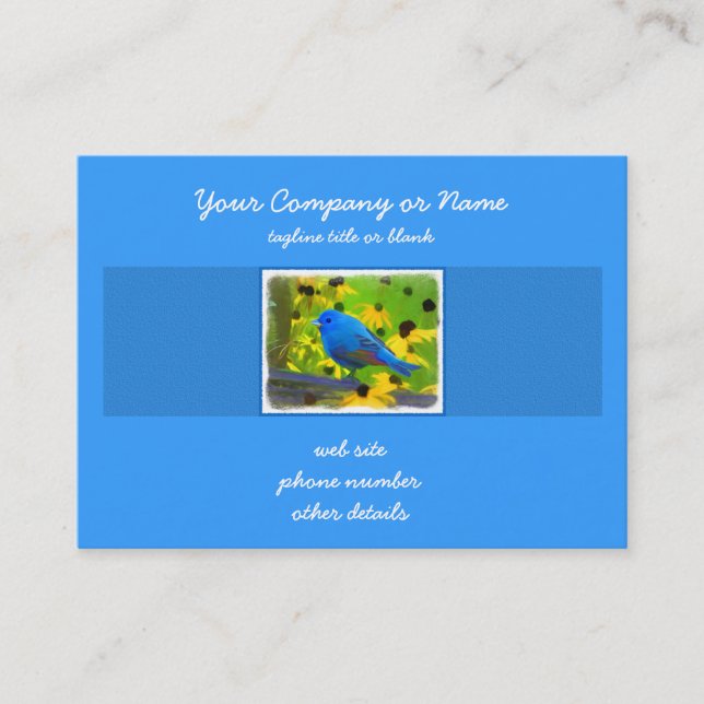 Indigo Bunting Painting - Original Bird Art Visitkort (Framsida)