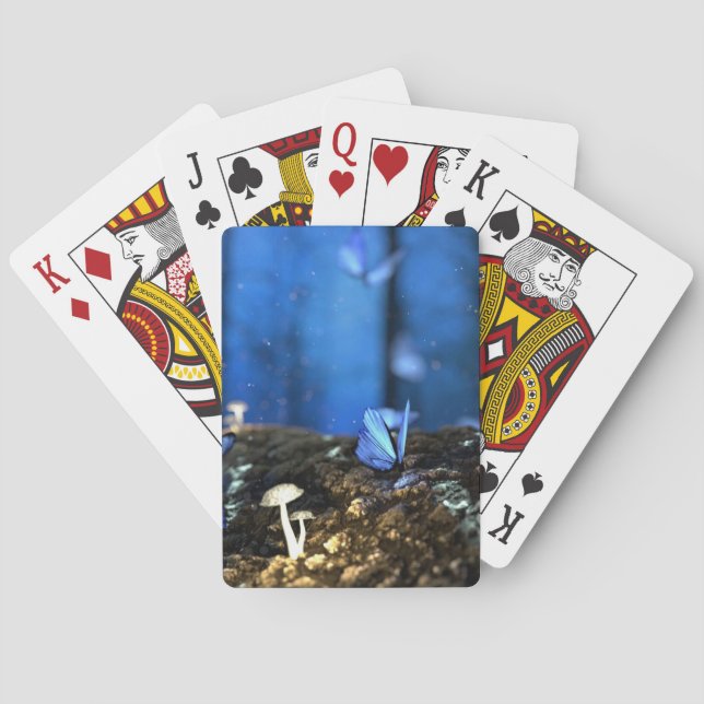 Indigo Butterfly och Mushroom Forest Bicycle Playi Casinokort (Baksidan)