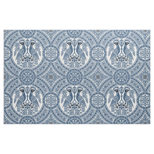 Indigo Bysantinska Fåglar Tyg (Fat Quarter)