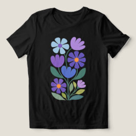 Indigo Charm Dam Abstract Blommig T‑Shirt T Shirt