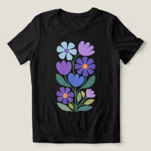 Indigo Charm Dam Abstract Blommig T‑Shirt T Shirt