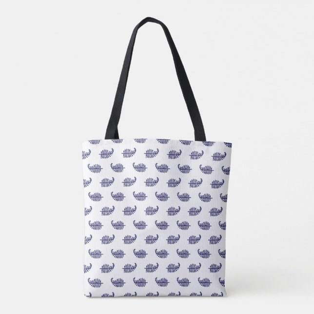 Indigo Coastal Leaf Tote Bag Present Tygkasse (Baksida)