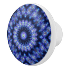 Indigo Cobalt Blue Mandala Abstrakt Patterned Knob Knopp