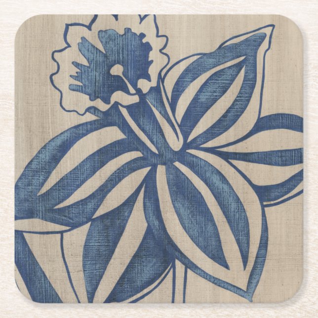 Indigo Daffodil Underlägg Papper Kvadrat (Framsidan)
