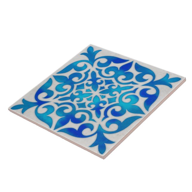 Indigo dekorativ keramisk panel kakelplatta (Sidan)