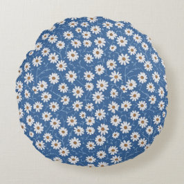 Indigo Dream Daisies Rund Kudde