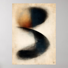 Indigo Drift Zen Abstrakt Konst i Japansk Sumi Poster