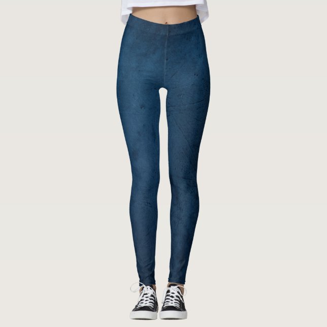 Indigo Dye Solid Plain Färg Leggings (Framsida)