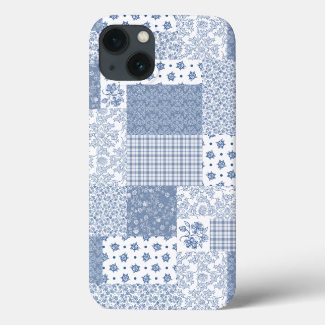 Indigo Faux Patchwork Samsung Galaxy Note 4 Fodral (Baksida)