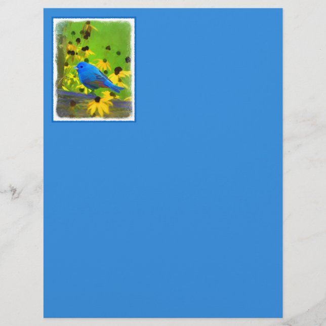 Indigo fink målning - Original fågelkonst (Framsida)