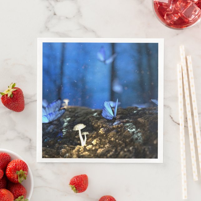 Indigo Fjäril och Svamp Skog Pappersservett (Insitu)