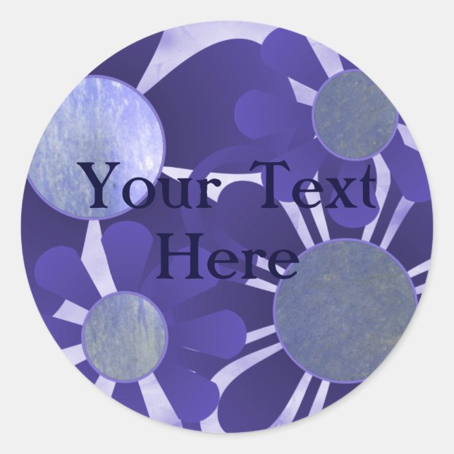Indigo Flower Stickers Runt Klistermärke (Framsida)