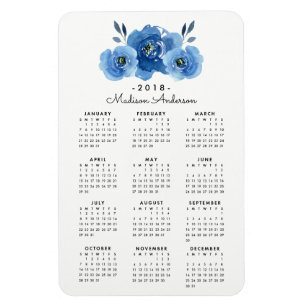 Indigo Flowers Personlig 2018 Kalendermagnet Magnet