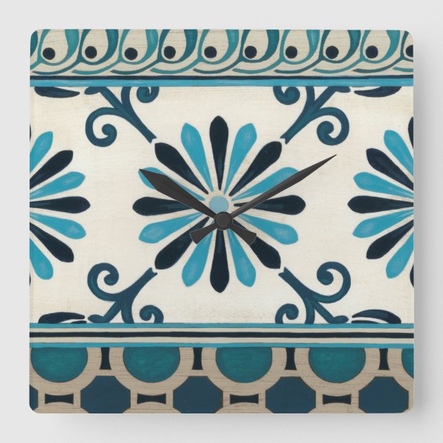 Indigo Frieze II Fyrkantig Klocka (Framsida)