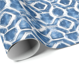 Indigo Geometric Tile Wrapping Paper Presentpapper