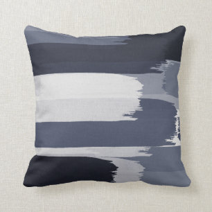 Indigo Grått Blue Brushstrokes Kudde
