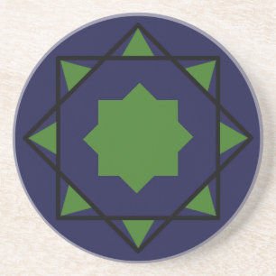 Indigo grönt moroccan mosaic geometric pentagons underlägg