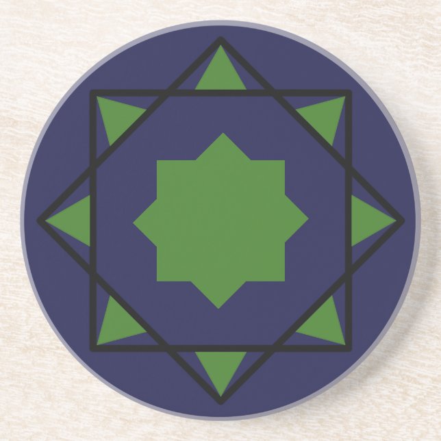 Indigo grönt moroccan mosaic geometric pentagons underlägg (Framsidan)