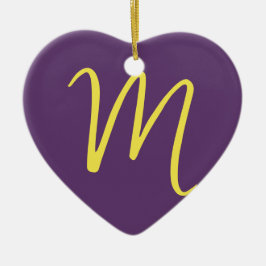 Indigo Gult för Snyggt i Brev Monogram Julgransprydnad Keramik