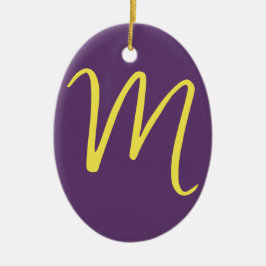 Indigo Gult för Snyggt i Brev Monogram Julgransprydnad Keramik