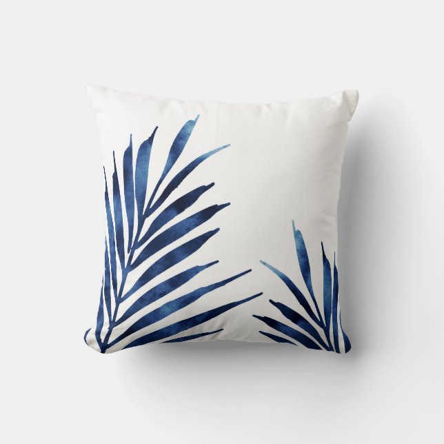 Indigo Handflatan Fronds Kudde (Framsida)