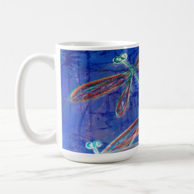 Indigo Haze Trollslända Fladdra Kaffemugg (Vänster)