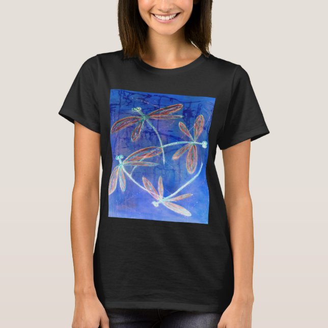 Indigo Haze Trollslända Fladdra T Shirt (Framsida)