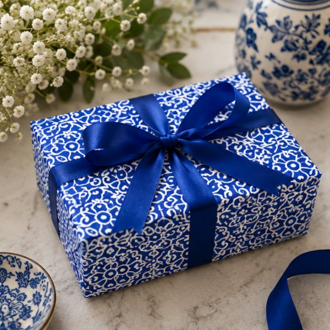 Indigo Heritage Classic Portuguese Geometric Presentpapper (Skapare uppladdad)