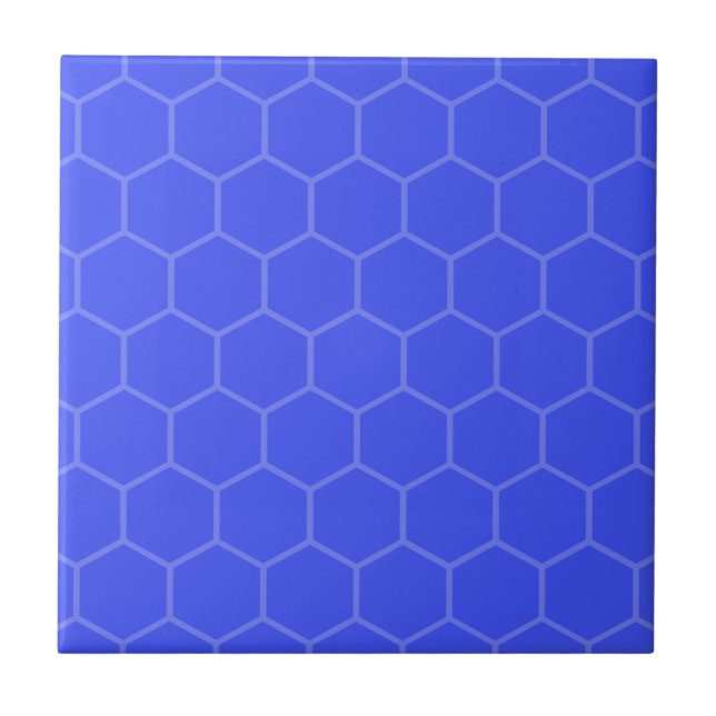 Indigo hexagon geometrisk mosaikdesign kakelplatta (Framsidan)