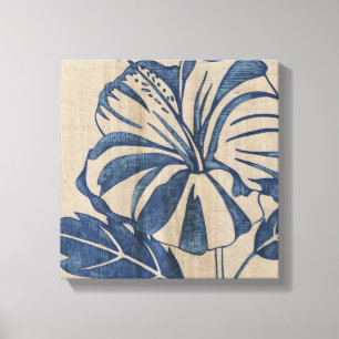 Indigo Hibiscus Canvastryck