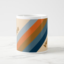Indigo Horisontränder med namn Jumbo Mugg