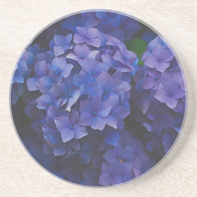Indigo Hortensia Skymning Sandsten Underlägg (Framsidan)