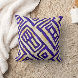 Indigo Ikat vattenfärg Kudde