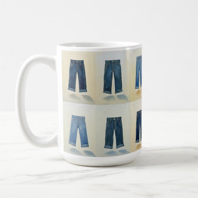 Indigo-ikoner Målerisk Denimkonst Denimhead Kaffemugg (Vänster)