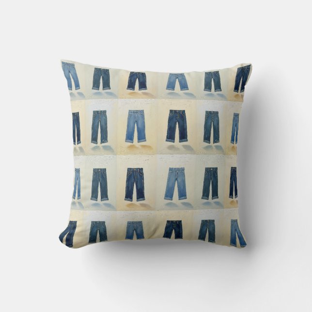 Indigo-ikoner Målerisk Denimkonst Denimhead Kudde (Framsida)