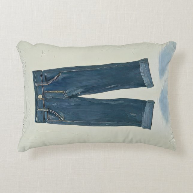 Indigo-ikoner Målerisk Denimkonst Denimhead Prydnadskudde (Framsidan)