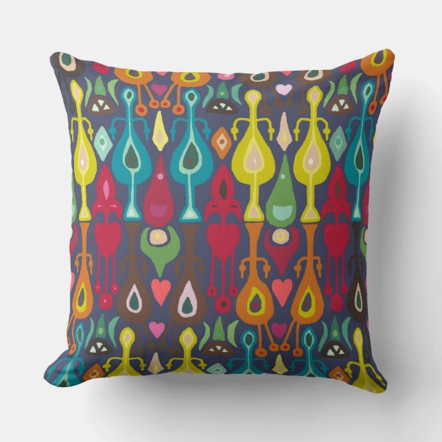 indigo kärlek ikat kudde (Framsida)