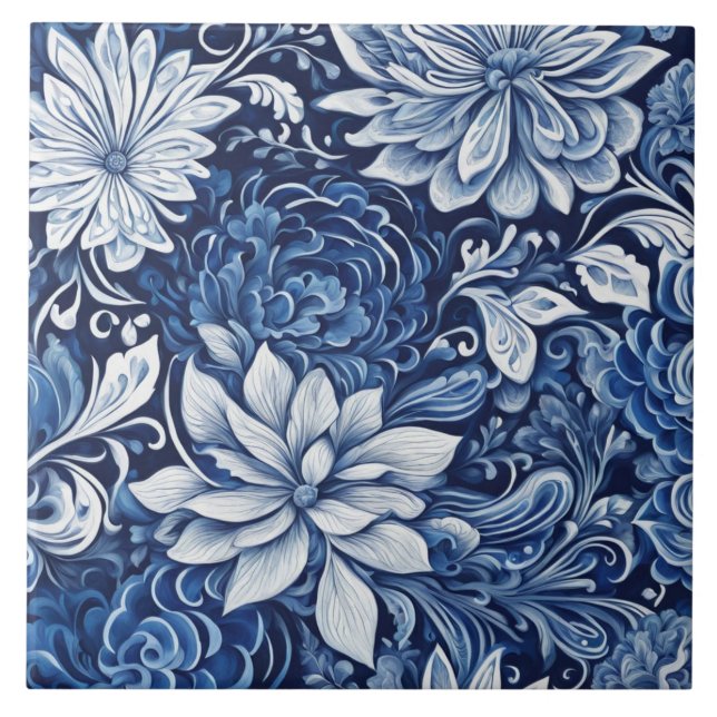 indigo kronblad gobeläng kakel (Framsidan)