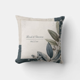 Indigo Leaf Botanisk Geometrisk Terrazzoaccent Kudde