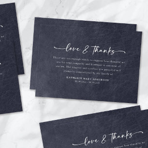 Indigo Leather Struktur Simple Script Funeral Tack Kort