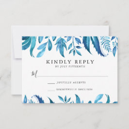 Indigo Leaves | Bröllops RSVP OSA Kort