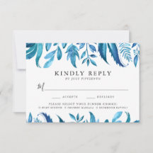 Indigo Leaves | RSVP-kort med måltidsval