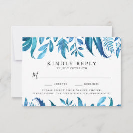 Indigo Leaves | RSVP-kort med måltidsval OSA Kort