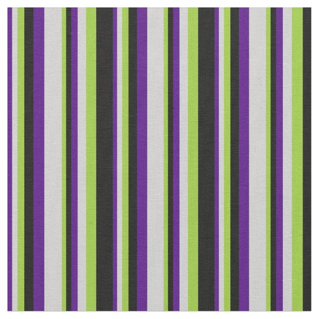 Indigo, Light Grått, Grönt & Black Färgad Rand Tyg (Närbild)