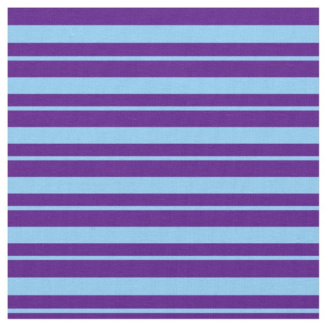 Indigo & Light Himlar Blue Rand/Linjer Mönster Tyg (Närbild)
