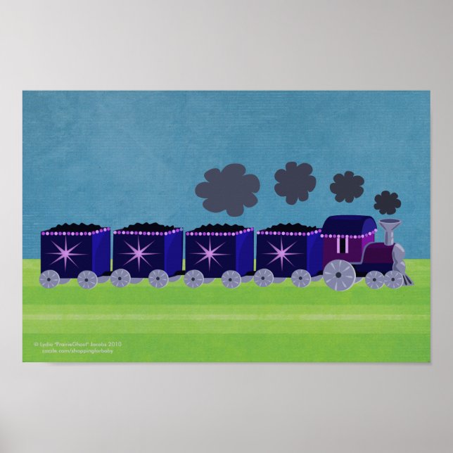 Indigo & Lila Choo Choo Tåg Poster (Framsidan)
