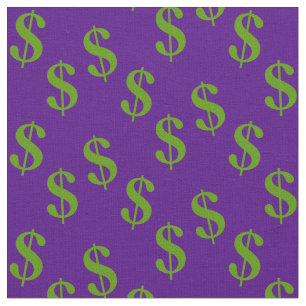 Indigo Lila Fabric med dollartecken Skriv ut Tyg